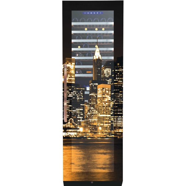 Vitrina de vinuri Nevada Coolors New York NW171D-FG-NY, 171 sticle, doua zone, negru