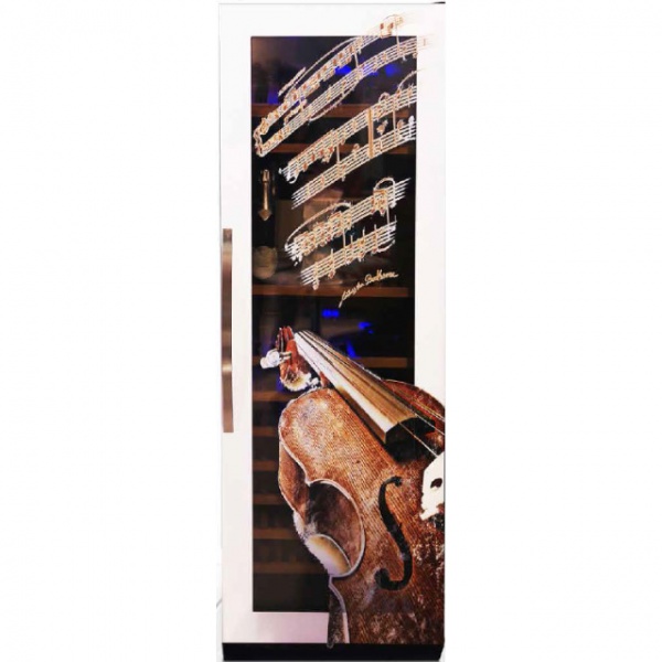 Vitrina de vinuri Nevada Coolors Violin NW140D-SS-VL, 171 sticle, doua zone, negru/inox