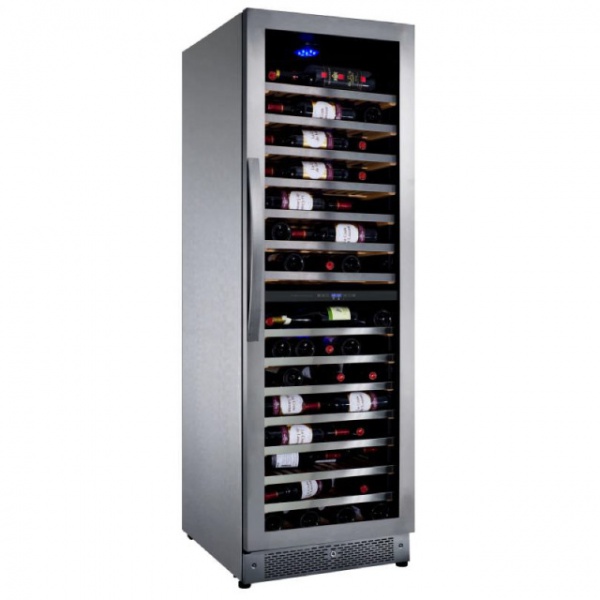 Vitrina de vinuri Nevada Inox NW171D-SSLX, 171 sticle, doua zone, inox