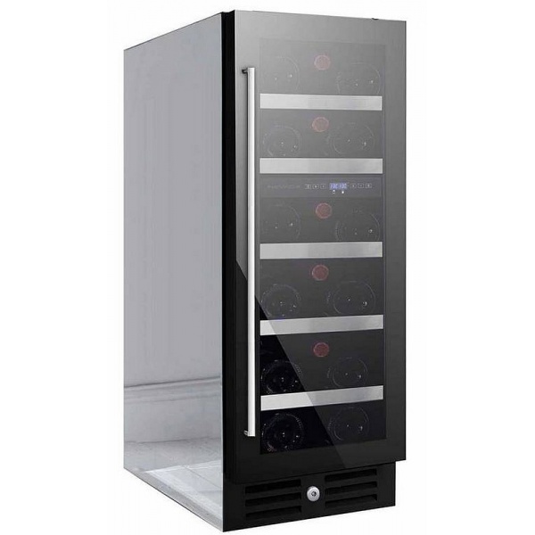 Vitrina de vinuri Nevada Inox NW17D-FGLX, 17 sticle, doua zone, inox