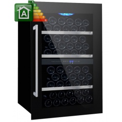 Vitrina de vinuri Nevada Concept NW75D-SS, 75 sticle, 2 zone temperatura, Negru / inox