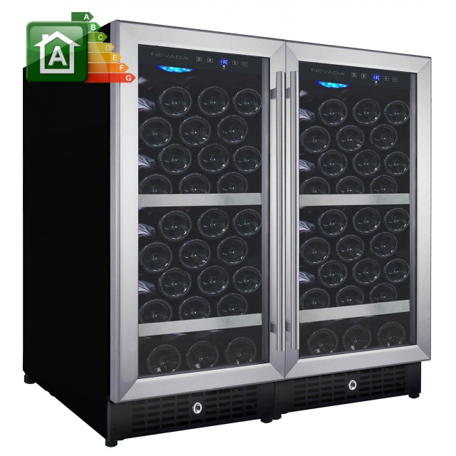 Vitrina de vinuri Nevada Concept NW76D-SL, 76 sticle, Negru/inox