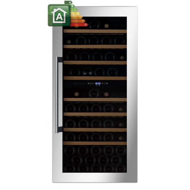 Vitrina de vinuri incorporabila Nevada Concept NW89D-FG, 89 sticle, doua zone, Negru