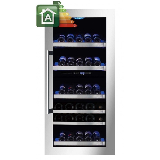 Vitrina de vinuri incorporabila Nevada Concept NW89D-SSL, 89 sticle, doua zone, inox