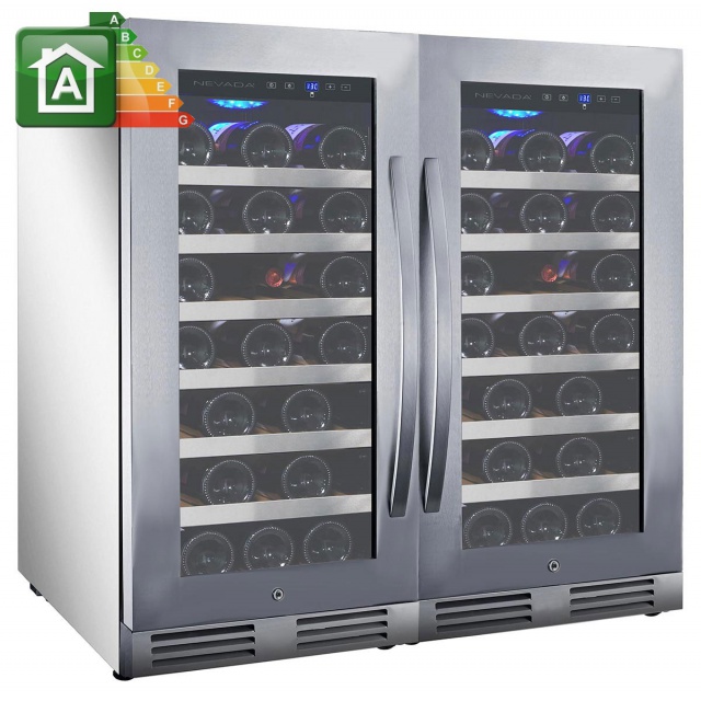 Vitrina de vinuri Nevada Concept NW66T-S, 66 sticle, trei zone, negru/otel inoxidabil