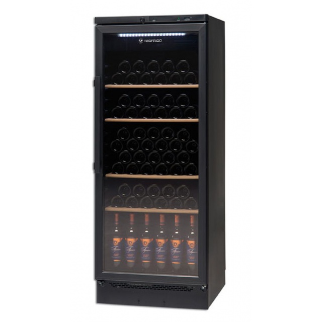 Vitrina de vinuri Tecfrigo Wine 155 Black, 146 sticle, 1 zona temperatura, negru / inox