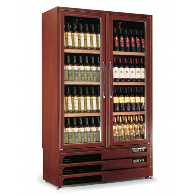 Vitrina de vinuri verticala Tecfrigo EnoPrestige 400(4TV/1TV), 112 sticle, 1 zona temperatura, lemn maro