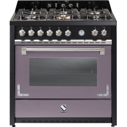 Aragaz Steel Oxford X9F, 90X60cm, 6 arzatoare, cuptor electric multifunctional, timer, aprindere electronica, mov