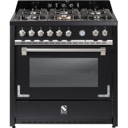 Aragaz Steel Oxford X9F, 90X60cm, 6 arzatoare, cuptor electric multifunctional, timer, aprindere electronica, negru