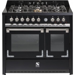 Aragaz Steel Oxford X10FF, 100X60cm, 6 arzatoare, 2 cuptoare, timer, aprindere electronica, negru mat