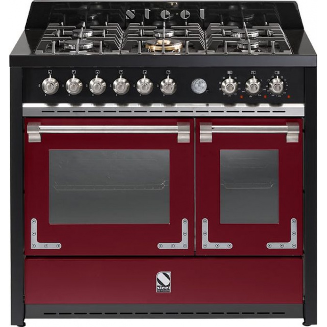 Aragaz Steel Oxford X10FF, 100X60cm, 6 arzatoare, 2 cuptoare, timer, aprindere electronica, mov