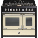 Aragaz Steel Oxford X10FF, 100X60cm, 6 arzatoare, 2 cuptoare, timer, aprindere electronica, crem