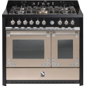 Aragaz Steel Oxford X10FF, 100X60cm, 6 arzatoare, 2 cuptoare, timer, aprindere electronica, gri nisip