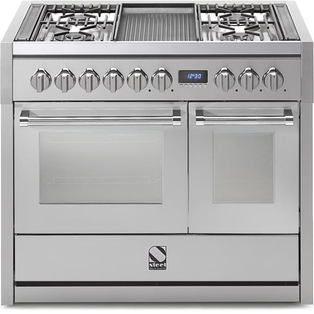 Aragaz Steel Oxford X10FF, 100X60cm, 6 arzatoare, 2 cuptoare, timer, aprindere electronica, gri nisip