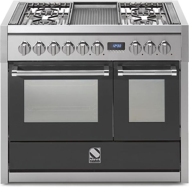 Aragaz Steel Genesi G10FF, 100X60cm, 6 arzatoare, 2 cuptoare, timer, aprindere electronica, mov