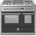 Aragaz Steel Genesi GQ10FSF, 100X60cm, 6 arzatoare, 2 cuptoare, timer, aprindere electronica, negru antracit