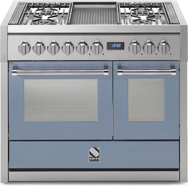 Aragaz Steel Genesi G10FF, 100X60cm, 6 arzatoare, 2 cuptoare, timer, aprindere electronica, visiniu