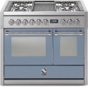 Aragaz Steel Genesi GQ10SF, 100X60cm, 6 arzatoare, 2 cuptoare, timer, aprindere electronica, celeste
