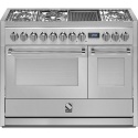 Aragaz Steel Genesi GQ12SF, 120X66cm, 7 arzatoare, 2 cuptoare, timer, aprindere electronica, inox