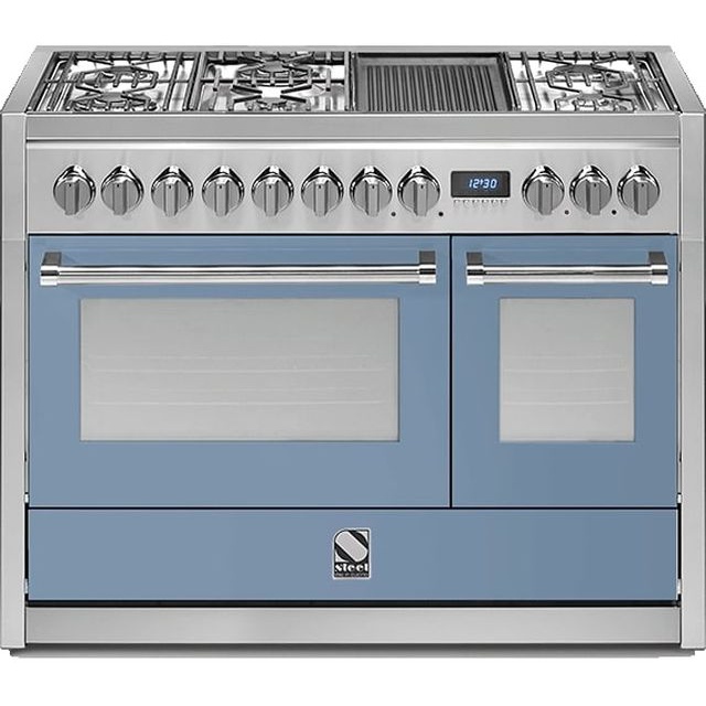 Aragaz Steel Genesi G12FF, 120X66cm, 7 arzatoare, 2 cuptoare, timer, aprindere electronica, visiniu