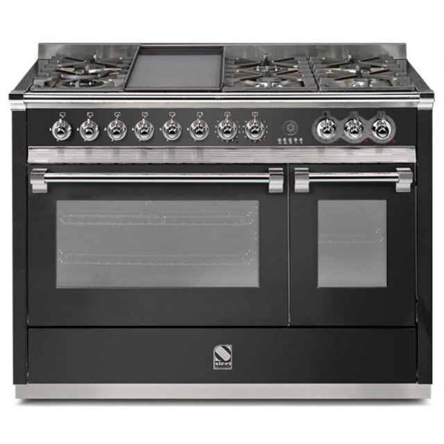 Aragaz Steel Ascot A12FF, 120X66cm, 7 arzatoare, 2 cuptoare, timer, aprindere electronica, mov