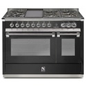 Aragaz Steel Ascot A12FF, 120X66cm, 7 arzatoare, 2 cuptoare, timer, aprindere electronica, negru antracit
