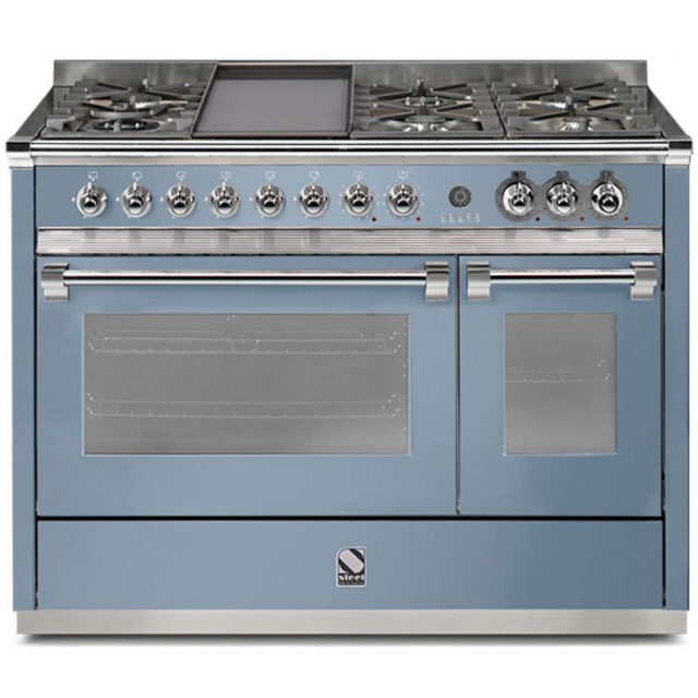 Aragaz Steel Ascot A12FF, 120X66cm, 7 arzatoare, 2 cuptoare, timer, aprindere electronica, visiniu
