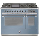 Aragaz Steel Ascot A12FF, 120X66cm, 7 arzatoare, 2 cuptoare, timer, aprindere electronica, celeste