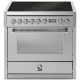 Aragaz Steel Oxford X9F, 90X60cm, 6 arzatoare, cuptor electric multifunctional, timer, aprindere electronica, crem inchis