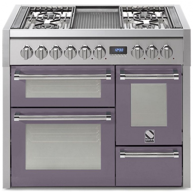 Aragaz Steel Genesi G10FFF, 100X60cm, 6 arzatoare, 3 cuptoare, timer, aprindere electronica, inox