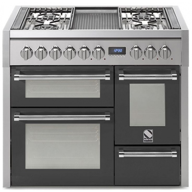 Aragaz Steel Genesi G10FFF, 100X60cm, 6 arzatoare, 3 cuptoare, timer, aprindere electronica, mov