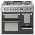 Aragaz Steel Genesi G10FFF, 100X60cm, 6 arzatoare, 3 cuptoare, timer, aprindere electronica, negru antracit