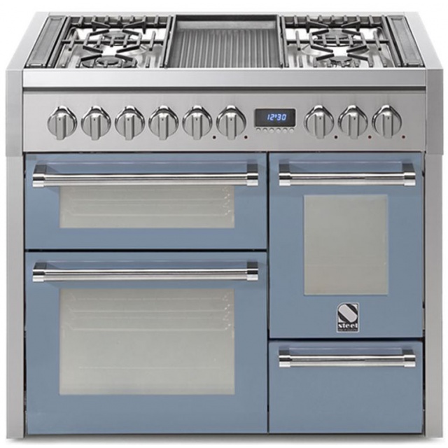 Aragaz Steel Genesi G10FFF, 100X60cm, 6 arzatoare, 3 cuptoare, timer, aprindere electronica, visiniu