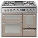 Aragaz Steel Genesi G10FFF, 100X60cm, 6 arzatoare, 3 cuptoare, timer, aprindere electronica, gri nisip