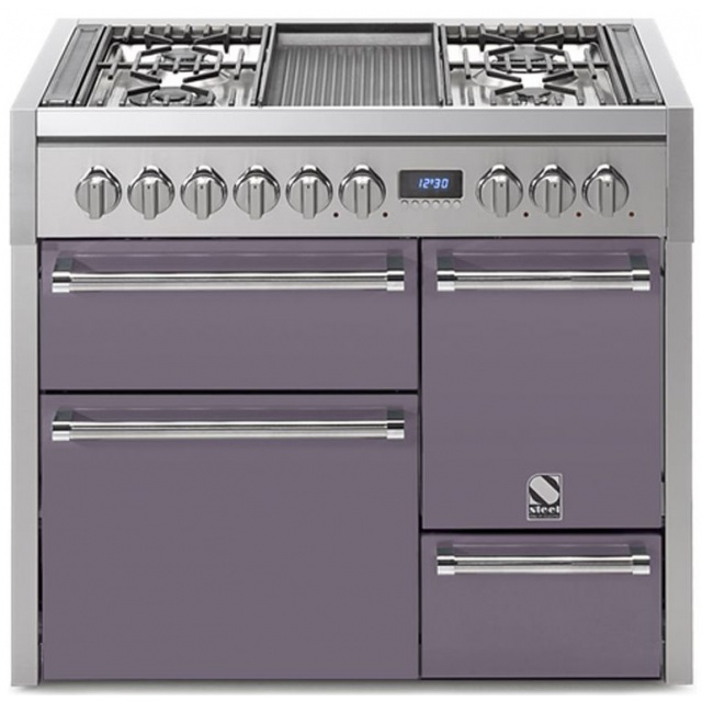 Aragaz Steel Genesi G10FFF-D, 100X60cm, 6 arzatoare, 3 cuptoare, timer, aprindere electronica, usa solida, inox