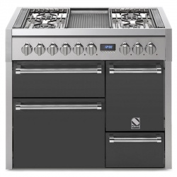Aragaz Steel Genesi G10FFF-D, 100X60cm, 6 arzatoare, 3 cuptoare, timer, aprindere electronica, usa solida, mov