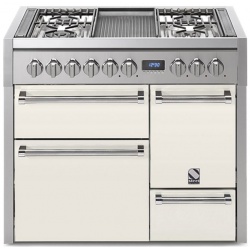 Aragaz Steel Genesi G10FFF-D, 100X60cm, 6 arzatoare, 3 cuptoare, timer, aprindere electronica, usa solida, negru
