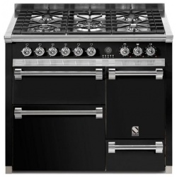 Aragaz Steel Ascot A10FFF-D, 100X60cm, 6 arzatoare, 3 cuptoare, timer, aprindere electronica, usa solida, crem