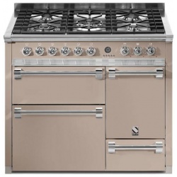 Aragaz Steel Ascot A10FFF-D, 100X60cm, 6 arzatoare, 3 cuptoare, timer, aprindere electronica, usa solida, crem inchis