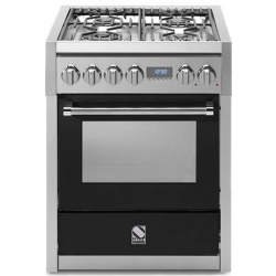 Aragaz Steel Genesi, 70X60cm, 4 arzatoare, cuptor electric multifunctional, timer, aprindere electronica, negru