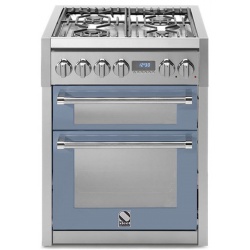 Aragaz Steel Genesi, 70X60cm, 4 arzatoare, cuptor dublu electric multifunctional, timer, aprindere electronica, visiniu