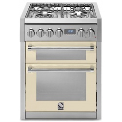 Aragaz Steel Genesi, 70X60cm, 4 arzatoare, cuptor dublu electric multifunctional, timer, aprindere electronica, crem