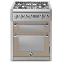Aragaz Steel Genesi, 70X60 cm, 4 arzatoare, cuptor dublu electric multifunctional, timer, aprindere electronica, gri nisip