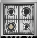 Aragaz Steel Genesi, 70X60cm, 4 arzatoare, cuptor dublu electric multifunctional, timer, aprindere electronica, crem inchis