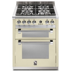Aragaz Steel Ascot, 70X60cm, 4 arzatoare, cuptor dublu electric multifunctional, timer, aprindere electronica, celeste