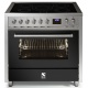 Aragaz Steel Enfasi E9F, 90X60cm, 6 arzatoare, cuptor electric multifunctional, timer, aprindere electronica, negru antracit