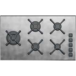 Aragaz Tecnogas P1X66M4VC, 60 cm, gaz, 4 arzatoare, grill, otel inoxidabil