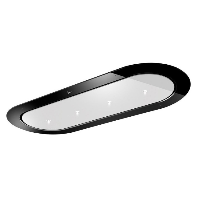 Hota de tavan incorporabila Baraldi Unika 01UNKIS120WH80, 120 cm, 800 m3/h, sticla neagra/alb