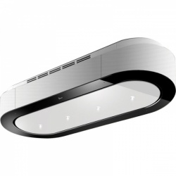 Hota de tavan Baraldi Unika 01UNKISV120WH90, 120 cm, 900 m3/h, sticla neagra/alb