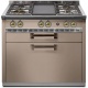 Plita profesionala cu spatii depozitare Steel Ascot A9C, 90x65 cm, 6 arzatoare, 2 sertare, aprindere electronica, crem inchis